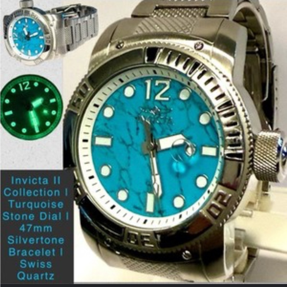 Invicta Turquoise Dial Silver Bracelet Watch